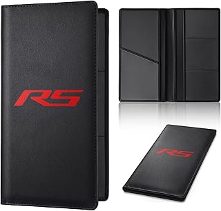 Leather Car Registration and Insurance Cards Holder Compatible with Chevy Camaro RS Cars, Vehicle Glove Box Car Organizer with Magnetic Shut, Documents License for Camaro RS Owners