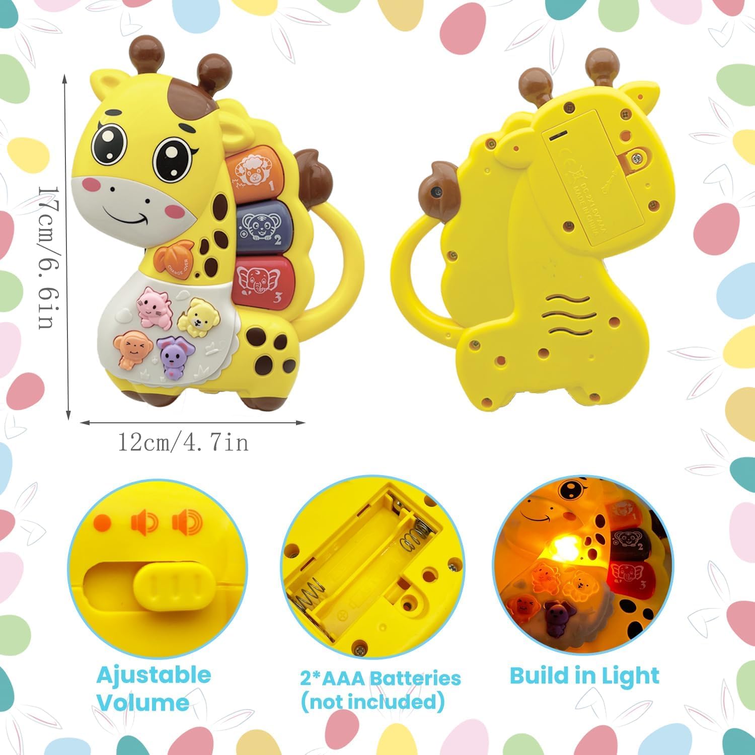 Felly Giocattolo Musicale Giraffa Per Bambini 6-18 Mesi - Pianoforte Interattivo Con Luci E Suoni, Regalo Educativo 1 2 Anni