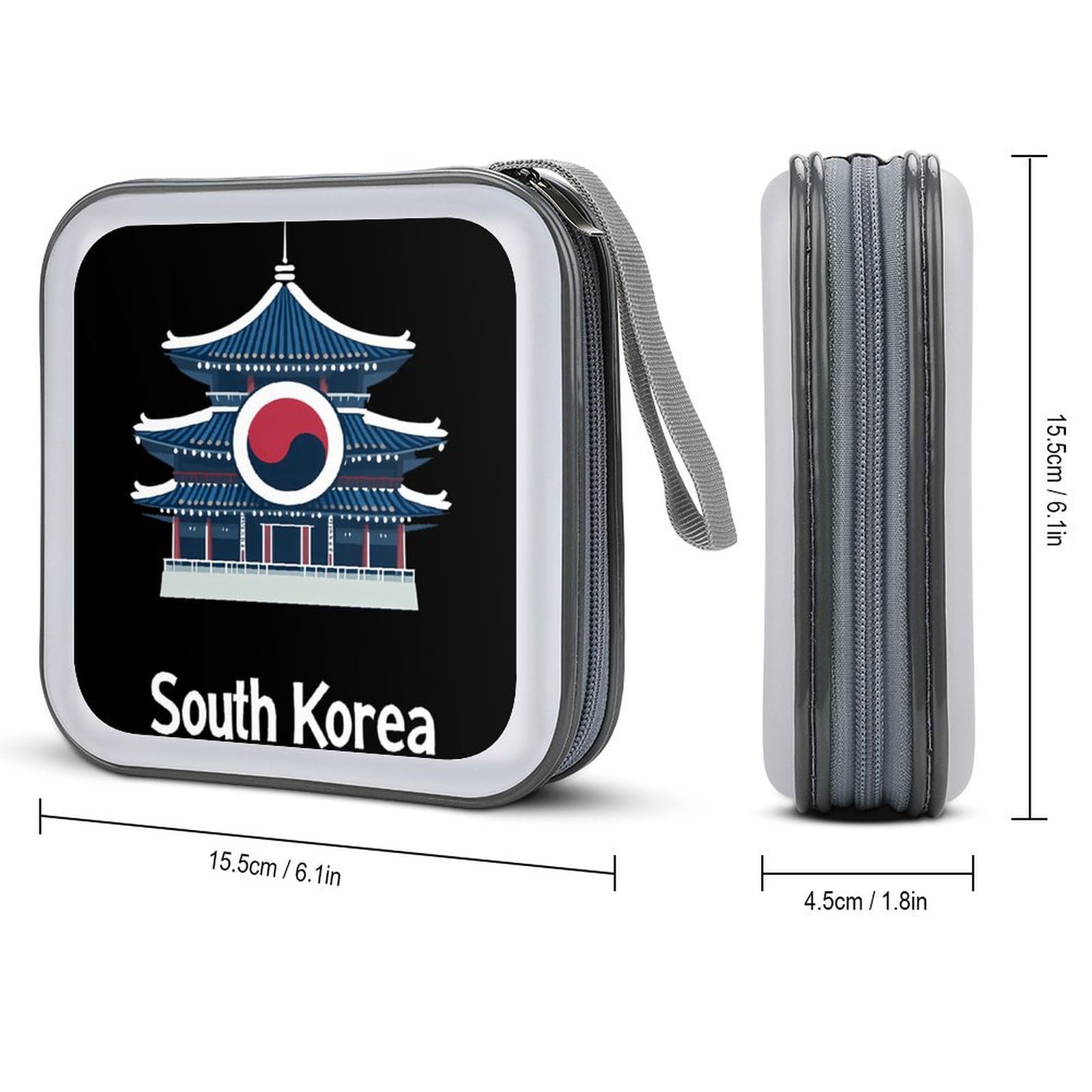 South Korea Flag CD Case Plastic DVD Case Holder Wallet Disc Storage Organizer for Car Travel