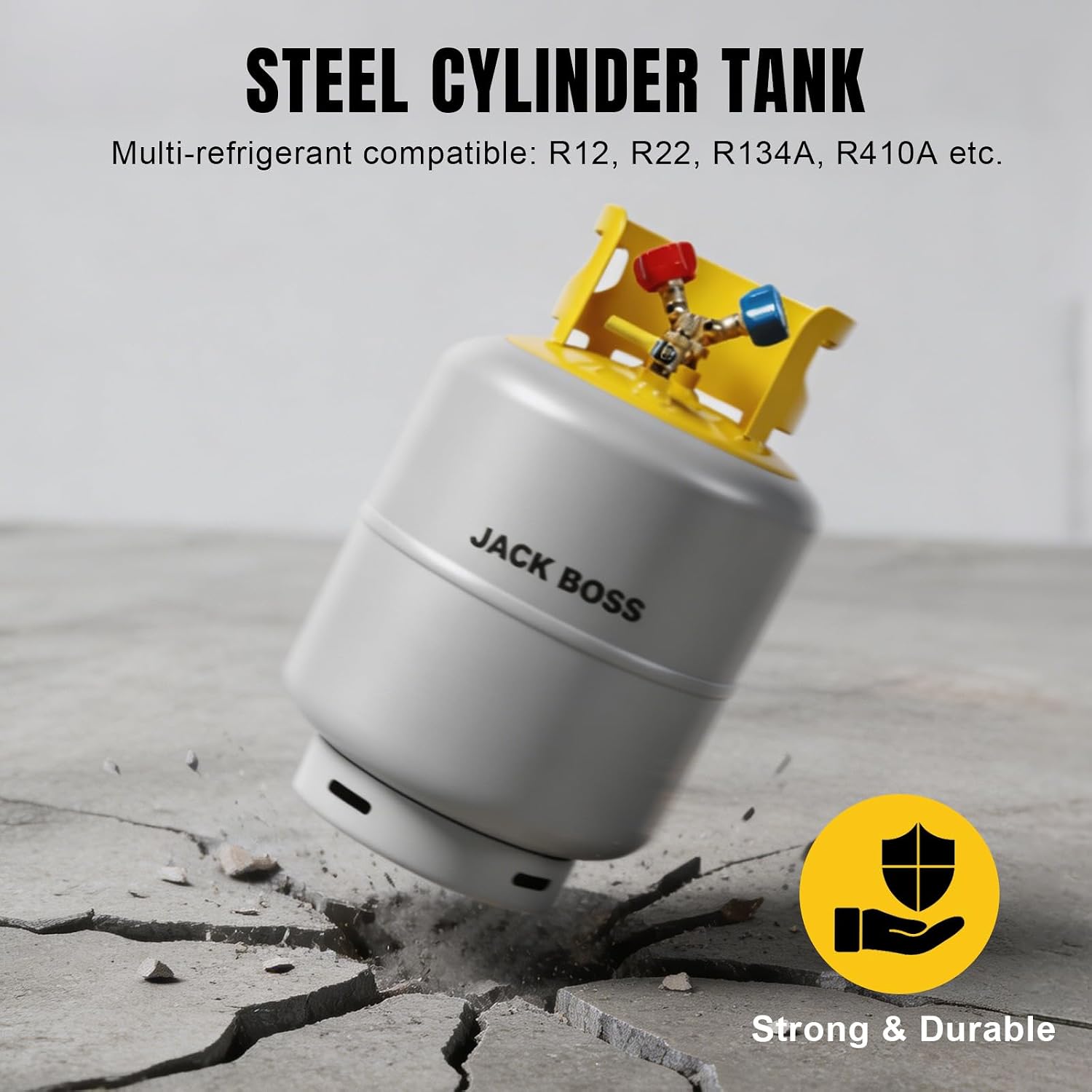 Jack Boss 50 LB Refrigerant Recovery Tank - AC Freon Recovery Cylinder, HVAC Recovery Tanks, Universal Refrigerant Recovery Coolant Tank for Recycling, Compatible with R12 R22 R134A R410A