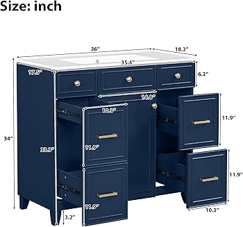 Amazon.com: JIVOIT Bathroom Vanity with Sink Top Combo Set, 36