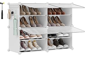 SONGMICS Cube Shoe Rack and Shoe Organizer for 16 Pairs in White