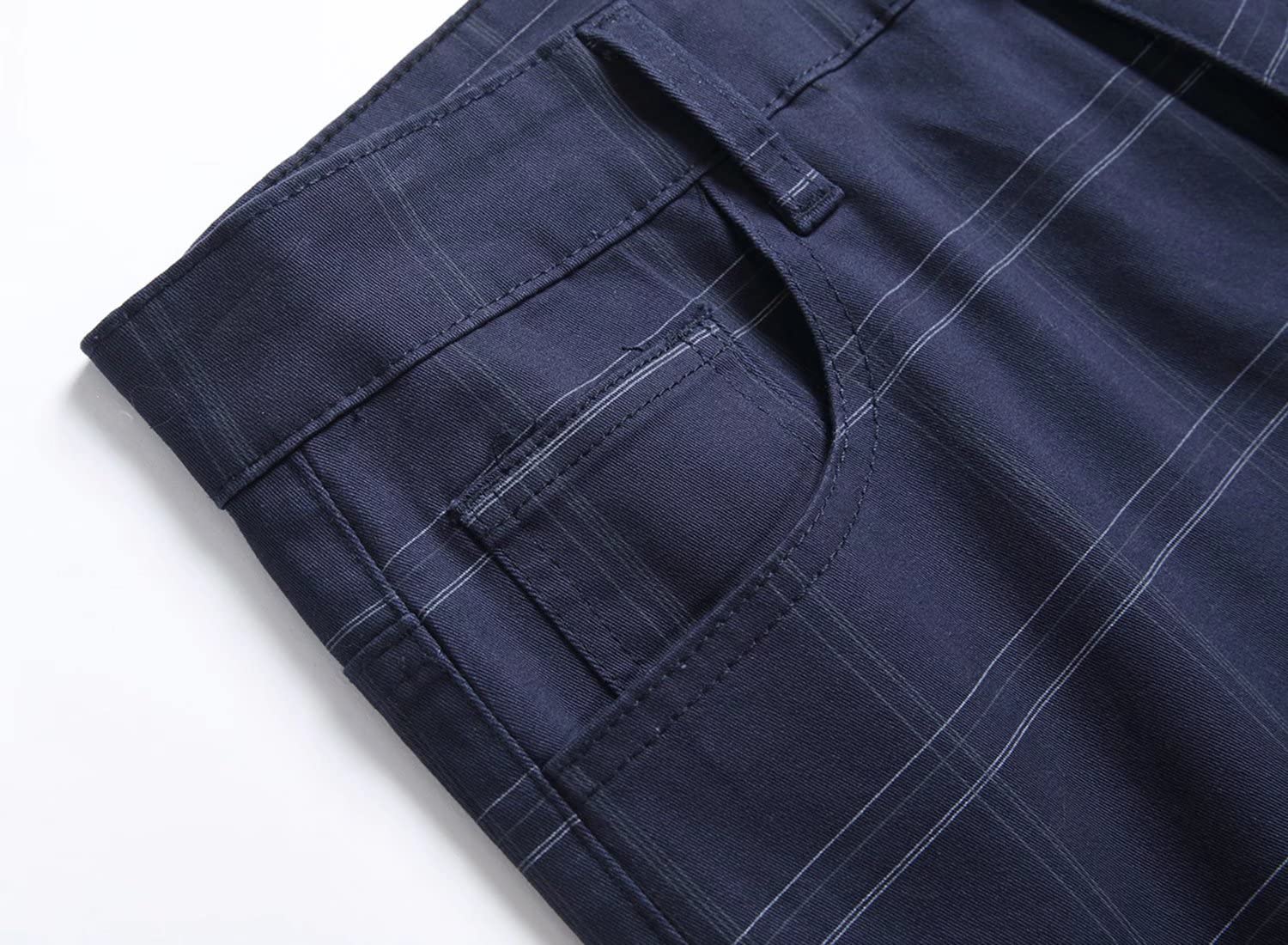 HENGAO Pantaloni Chino da Uomo a Quadri, vestibilità Dritta