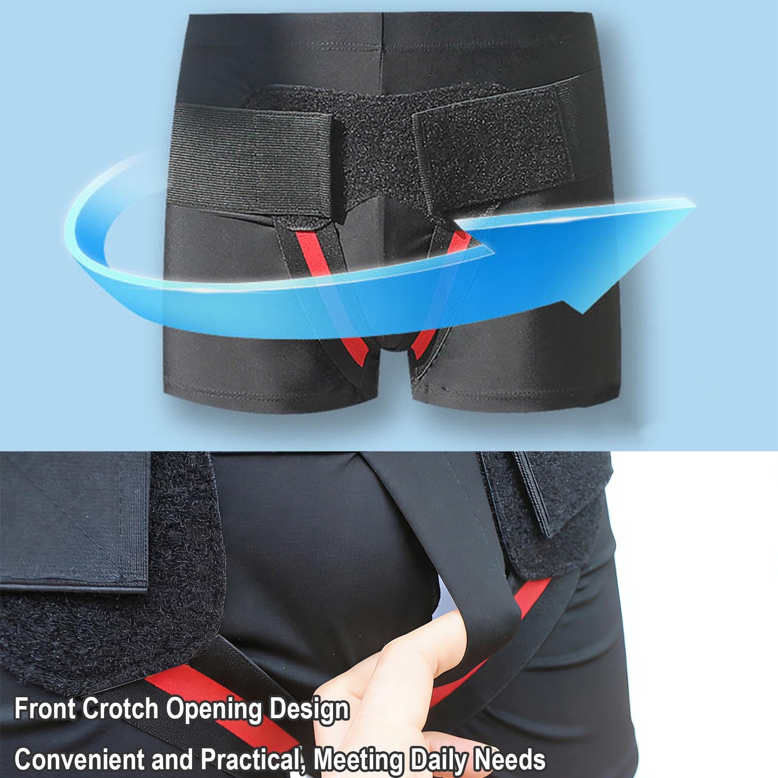 Cintura Ernia Inguinale Uomo, Ernia Inguinale Uomo per Uomo e Donna, Slip Ernia Inguinale Regolabile con 2 Cuscinetti Compressivi Rimovibili, Sollievo dal Dolore(Large)