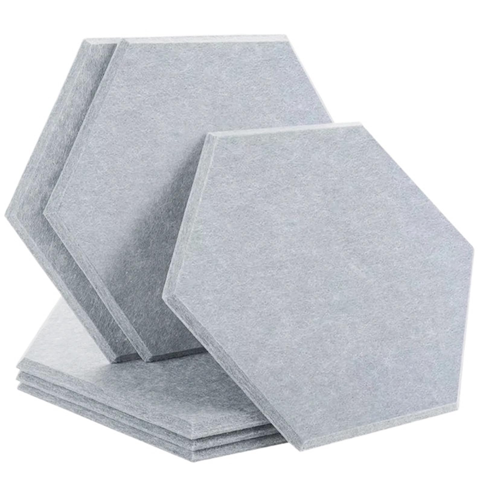 Panel Acustico Paneles de pared con absorción sonido, 6 piezas, aislamiento decorativo for dormitorio para Oficinas(33-Smo Gray,Small Hexagon,1.0cm Super Density)