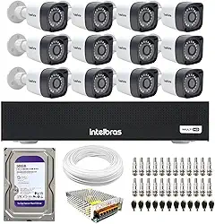 Kit 12 Câmeras Segurança Full HD DVR Intelbras 16 Canais Com HD Completo