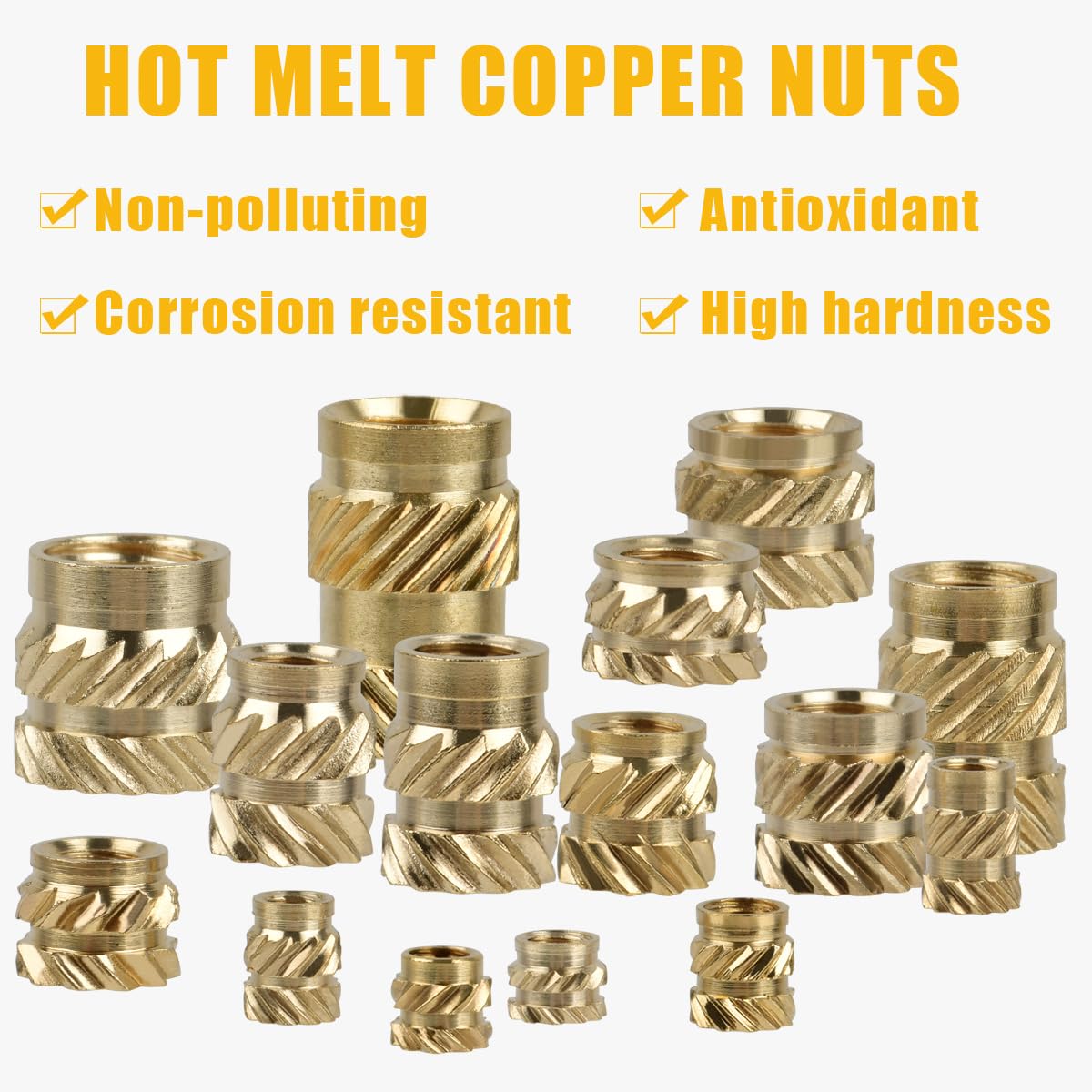 360Pcs Insertos Roscados, M2 M2.5 M3 M4 M5 M6 Tuercas de Insertos Roscados de Latón, Tuerca Insertables, Tuerca Moleteada, Roscado Inserción Tuercas Surtido Kit para Impresora 3D