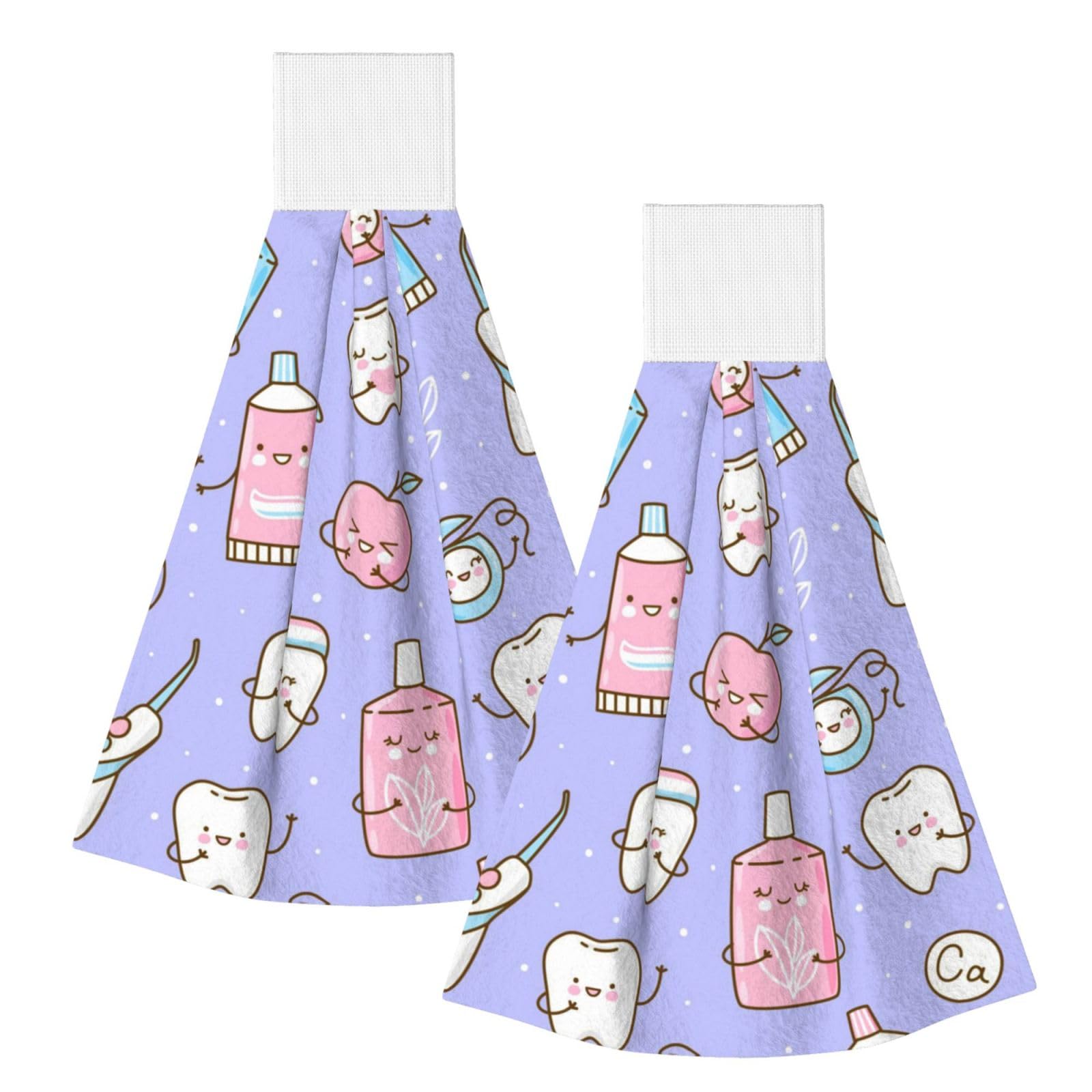 DOPKLNA Dentist, 2 Pcs Hanging Coral Fiber Hand Towels for Bathroom, Absorbent Kitchen Towels
