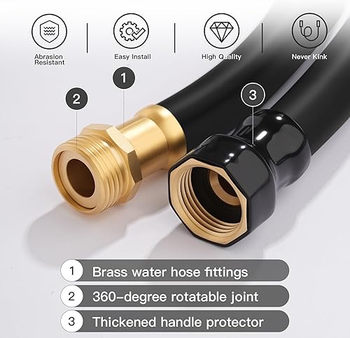 Miniatura 3 de Manguera de jardín de 58 pulgadas x 100 pies  Manguera de agua de goma resistente de 600 PSI de presión de estallido, sin torceduras y manguera