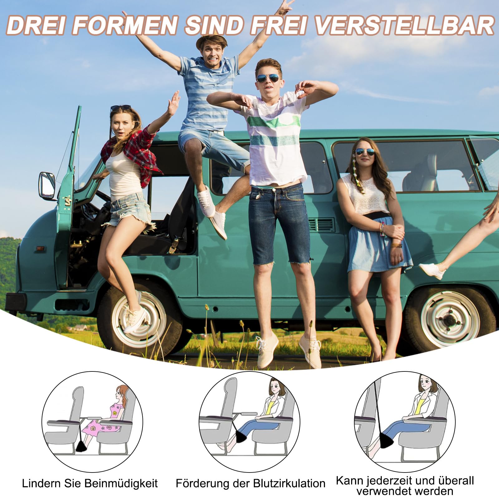 Fußstütze Flugzeug Travel Essentials - Fußstütze Aufblasbare Reise Auto Kinder, Schreibtisch Büro Baby Kids, Gadgets Travel Organizer Zubehör, Geeignet für Geschäfts- und Familienfahrzeuge