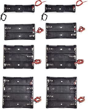 8 Pack 18650 Battery Holder Bundle with Wire 1 18650 Battery Holder 3.7V, 2 Pcs, 2 Battery Holder 7.4V, 2 Pcs, 3 Battery Holder 11.1V, 2 Pcs, 4 Battery Holder 14.8V, 2 Pcs