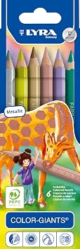 Lyra Color-Giants Colored Pencils, Lacquered, 6.25 Millimeter Cores, Set of 6 Pencils, Assorted Metallic Colors 3941062 Multicolored Set of 6 Metallic