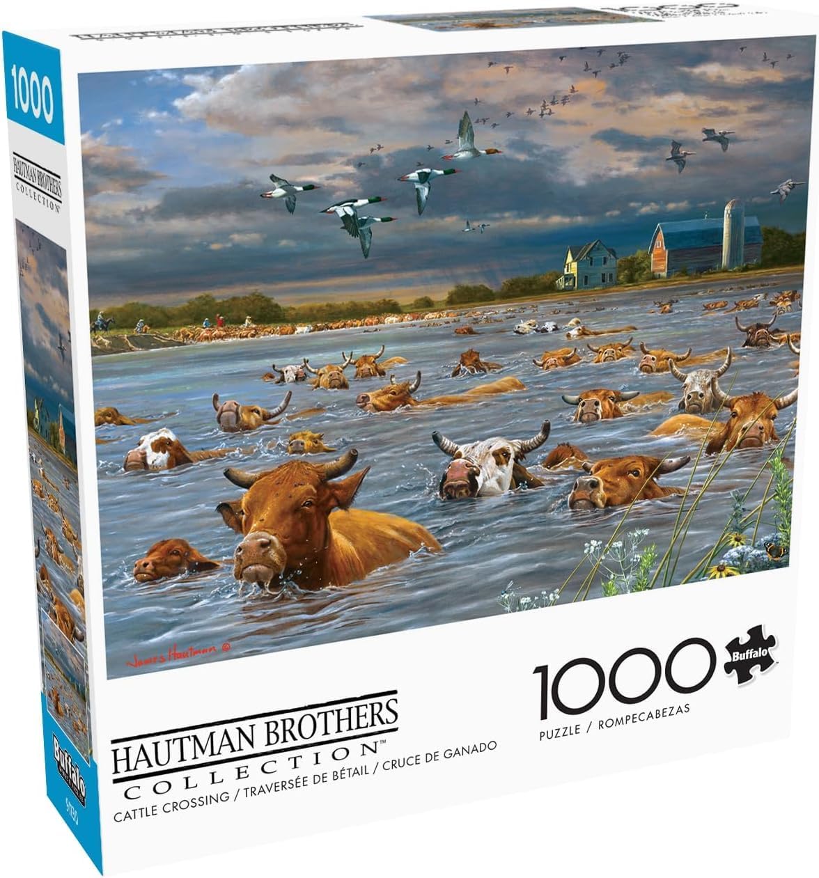 Buffalo Games - James Hautman - Cattle Crossing - 1000 Piece Jigsaw Puzzle for Adults -Challenging Puzzle Perfect for Game Nights - Finished Size is 26.75 x 19.75