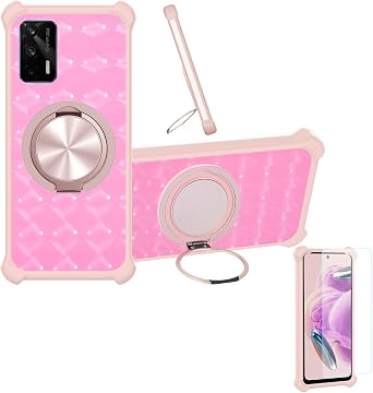 Case Compatible for Realme Gt 5g Phone Case Cover [with 1* Tempered Glass Screen Protector] Hybrid Case[360Ring Support, Magnetic] CX-30-FEN