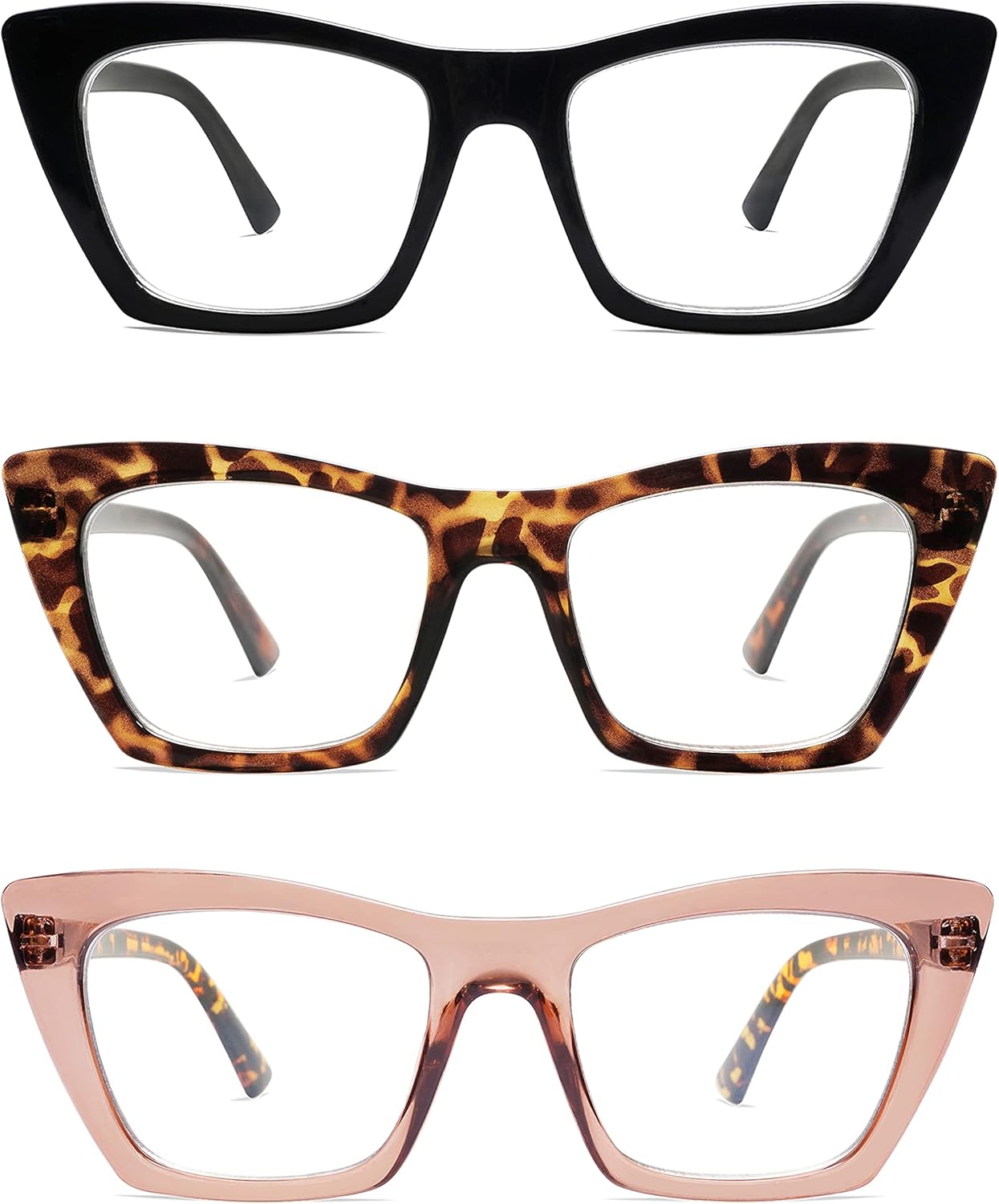 AMOMOMA Oversized Reading Glasses for Women,Trendy Cat eye Blue Light Computer Reader AM6028