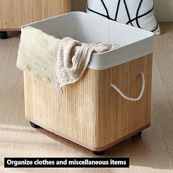 Amazon｜大型収納バスケット ハンドル付き 竹編みバスケット