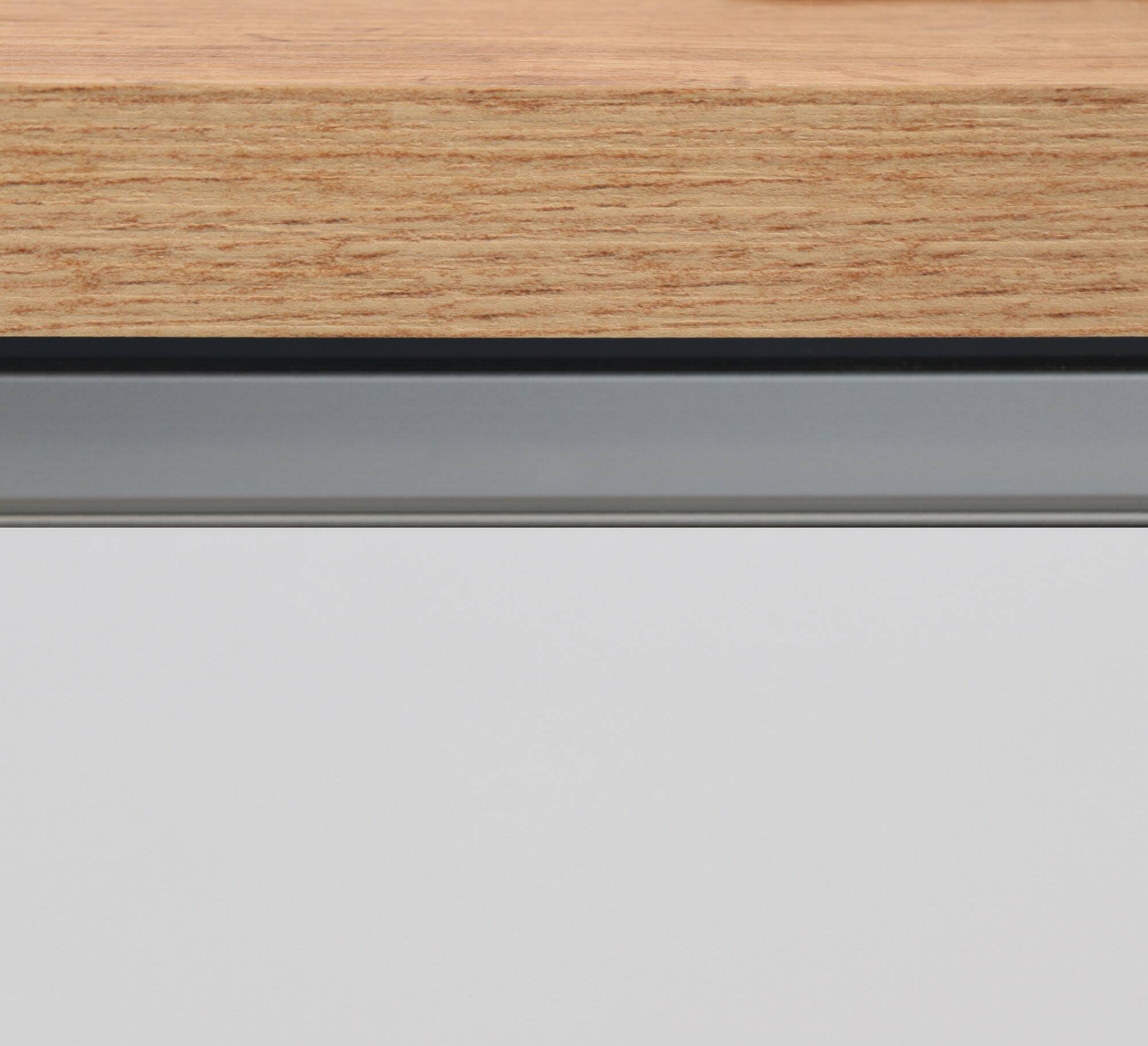 Dmora - Îlot de Cuisine Patrizio, Armoire Polyvalente, Meuble de kitchenette, Table auxiliaire, 100% Made in Italy, 155x90h90 cm, Blanc Brillant et chêne