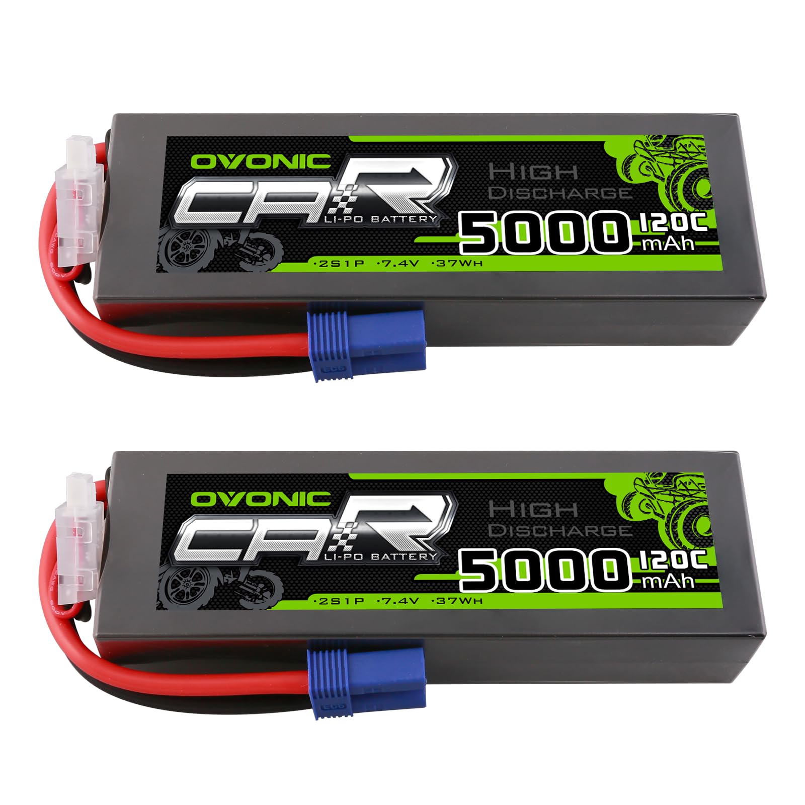 OVONIC 7 4V 2S LiPo Battery 5000mAh 120C with EC5 Plug for RC Car RC Truck Airplane Helicopter