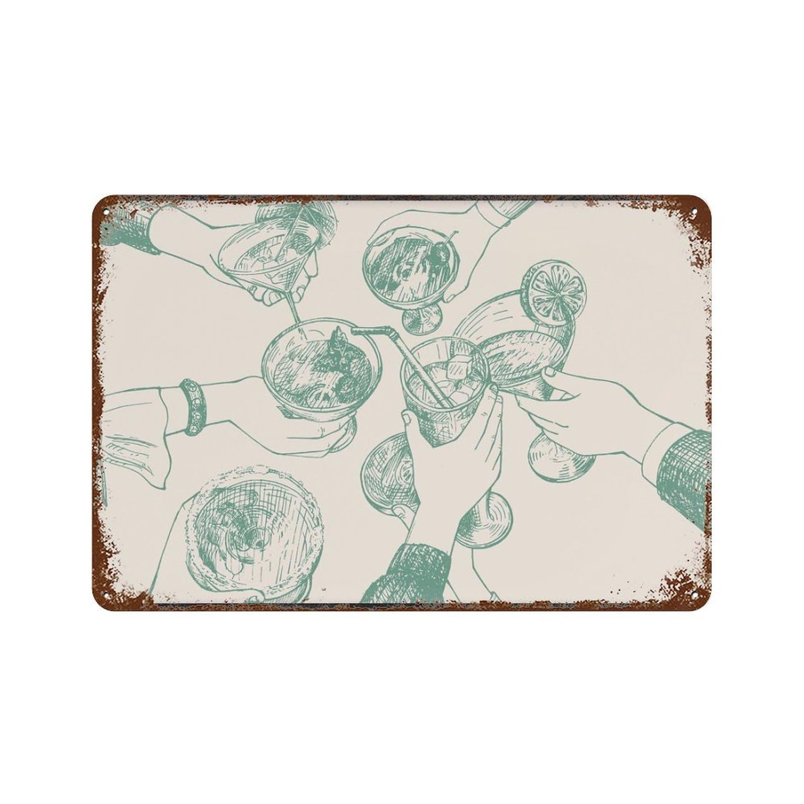 xiaoxiaoshen Mint Green Cheers Wall Decor Art Metal Tin Poster Modern Home Decor Art Home Bar Shop Decorations Vintage Sign 20x30cm