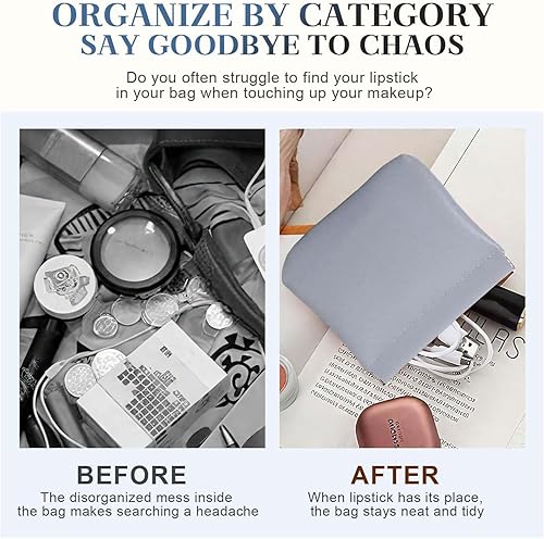 Miniatura 5 de 4PCS Leather Pouch, 2026 New Snap Closure Leather Organizer Pouch Self-Closing Mini Cosmetic Bag for Purse, Jewelry Eyeglasses Travel Accessories