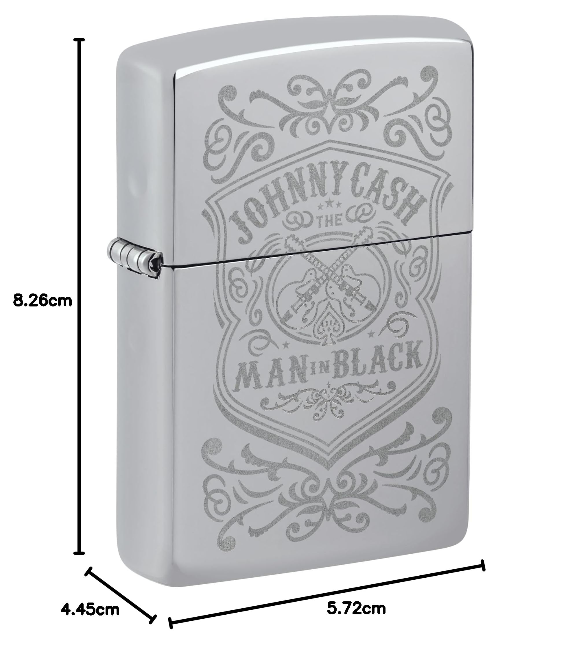 Zippo Sturmfeuerzeug Johnny Cash High Polish Chrome Nachfüllbar Windfestes Design Geschenkbox Made in USA