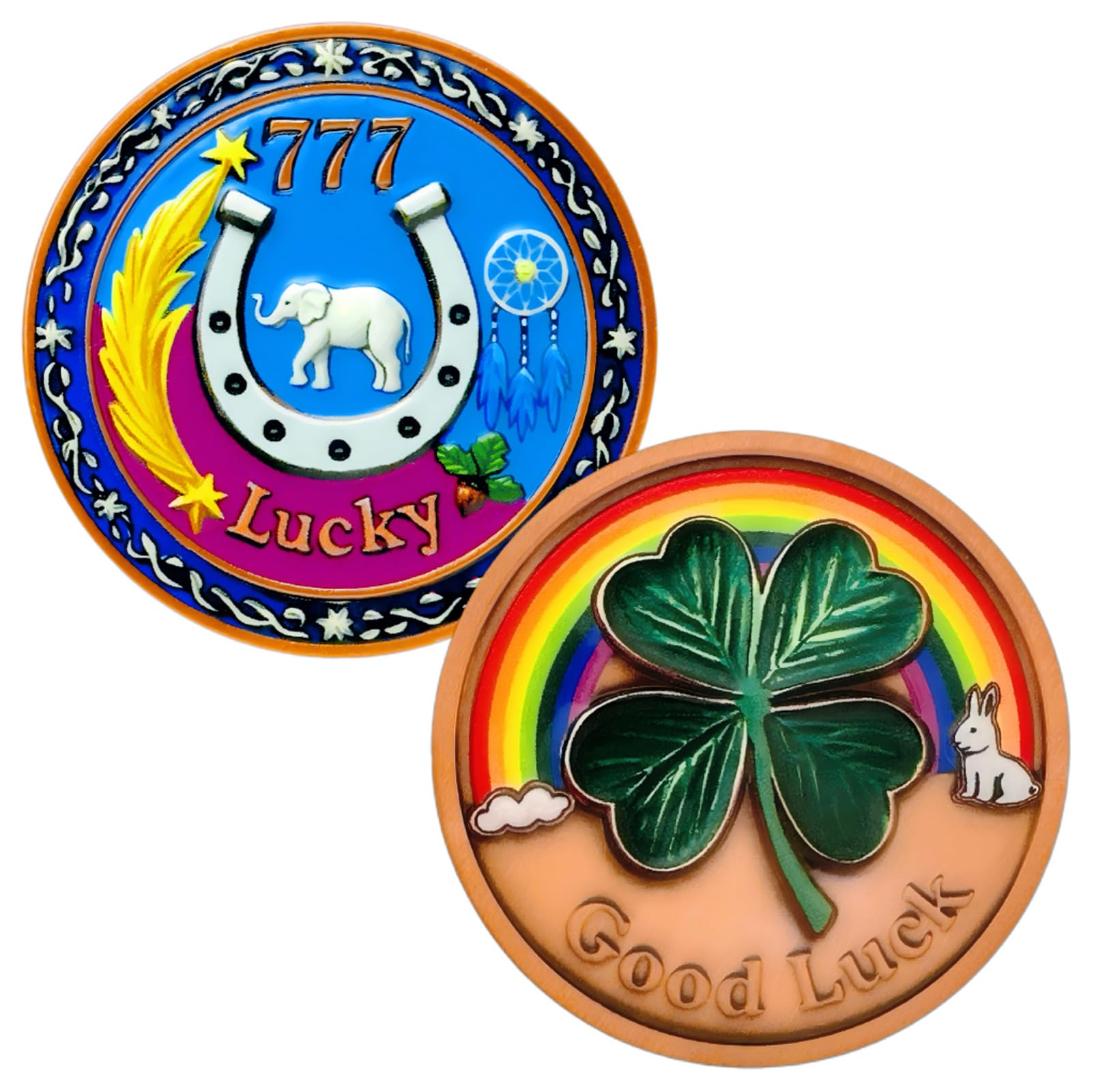 Amazon.com: Aocass Good Luck Coin | Four-Leaf Clover & Horseshoe