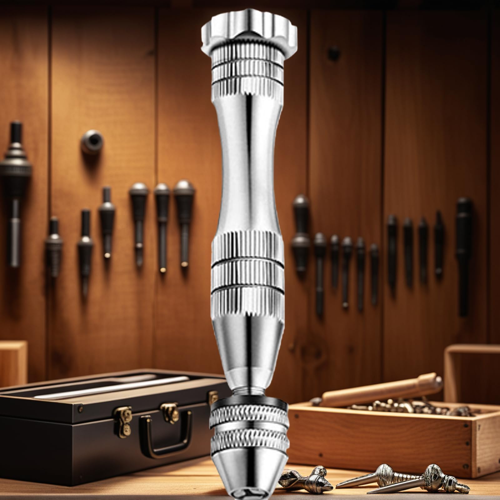 12cm Trapano Mano con 14 Pezzi Mini Twist Bits 0.5mm-3mm Argento Grande Trapani a Mano per Modellismo