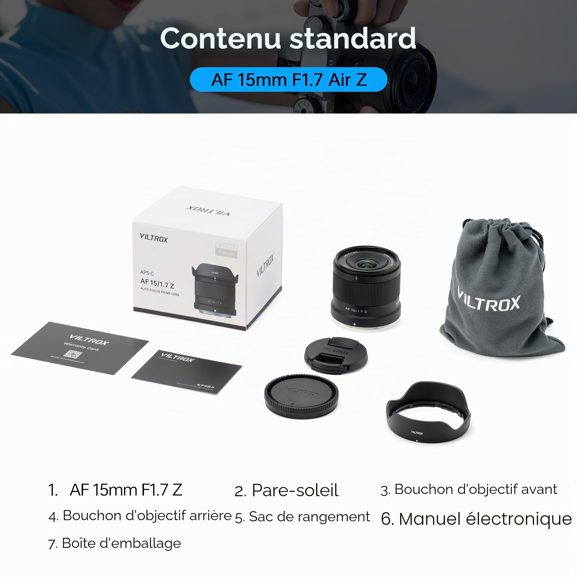 VILTROX AF 15mm F1.7 Objectif pour Monture Nikon Z, Objectif Principal APS-C à Grande Ouverture f/1.7 Compatible avec Les appareils Photo Nikon à Monture Z Z5 Z50 Z6 Z6II Z7 Z7II ZFC Z30 Z9 Z8 ZF