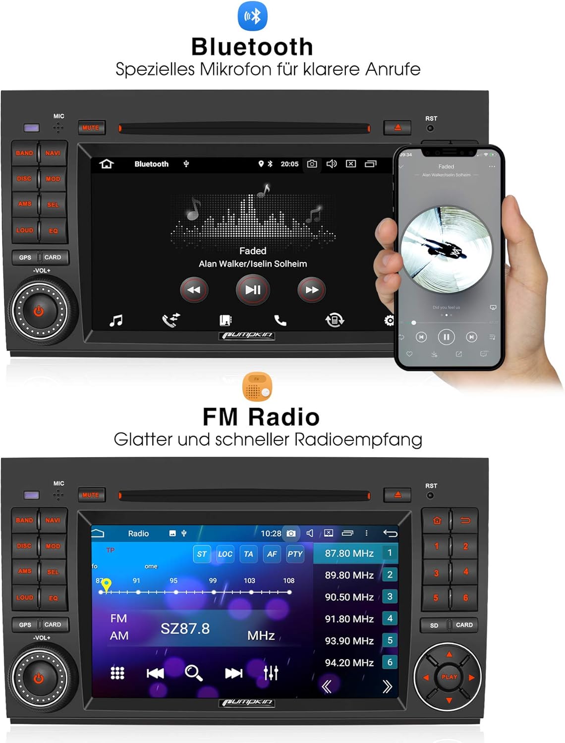 Pumpkin Android 9 0 Autoradio Radio Fur Mercedes Benz A Klasse B Klasse Vito Mit Navi 4gb 8 Core Unterstutzt Bluetooth Dab Usb Cd Dvd Android Auto Wifi 4g Microsd 2 Din 7 Zoll