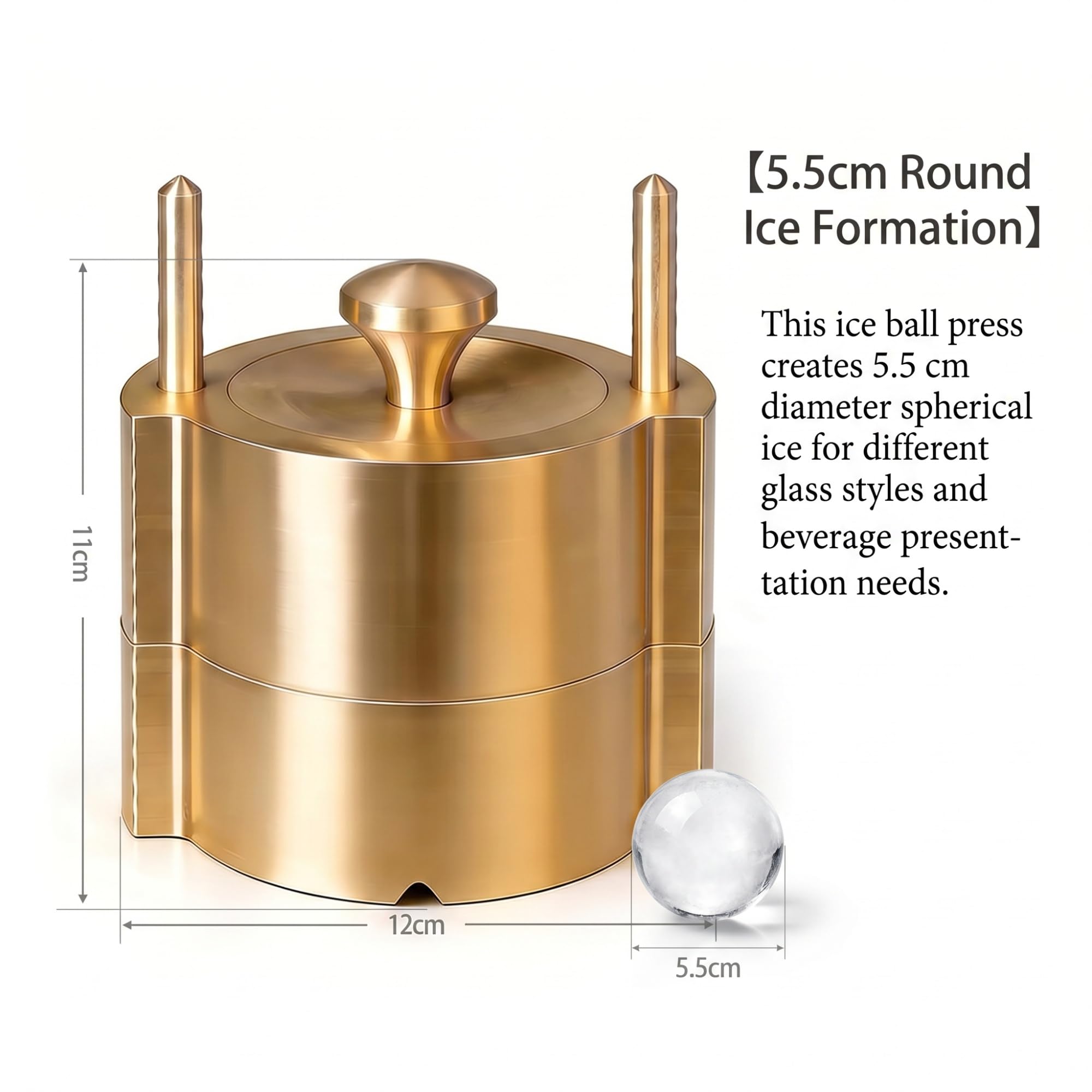 Moldes de Esfera de Latón 5,5cm, Hielo de Fusión Lenta