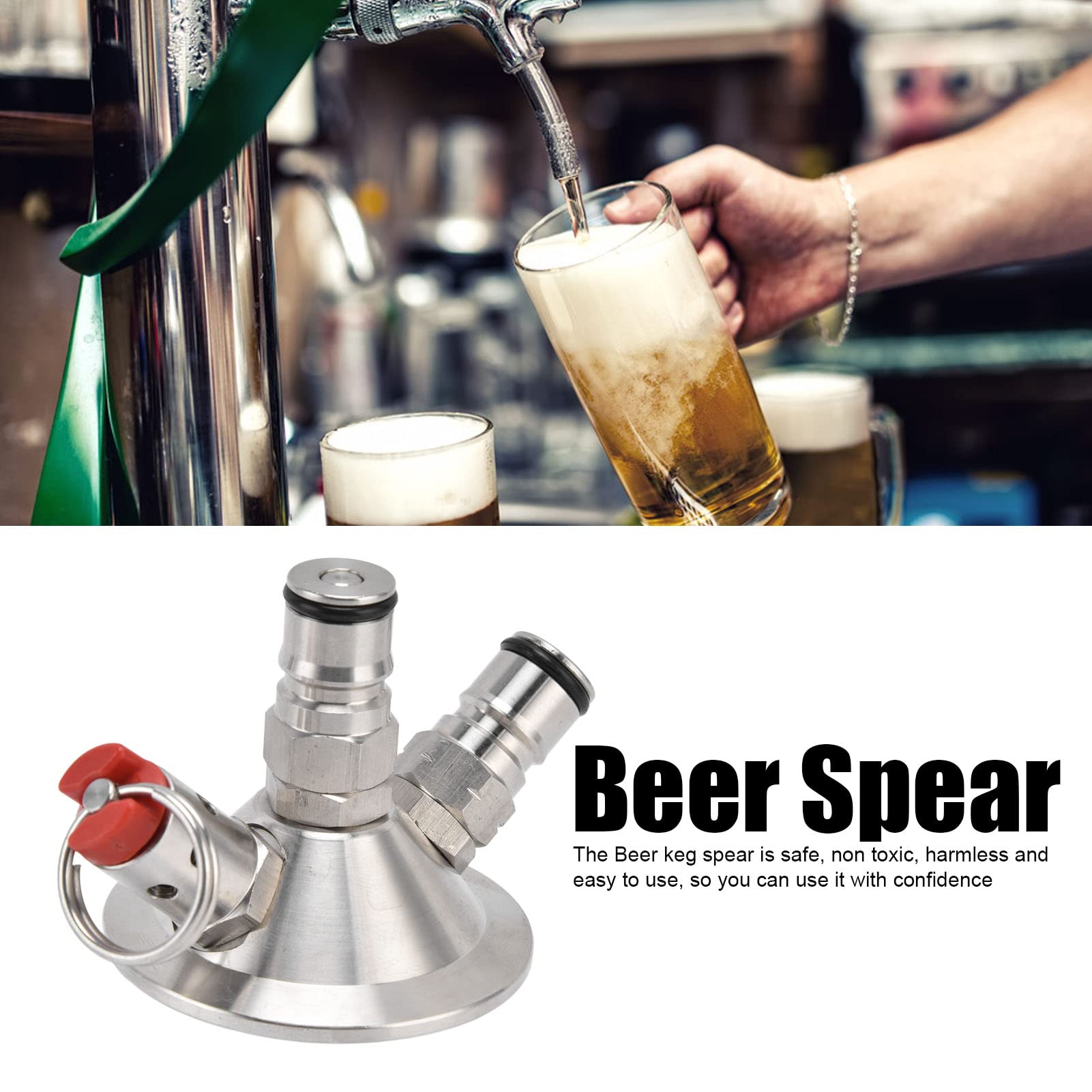 Lanza de cerveza de acero inoxidable para elaboración casera y lanza segura para barril de cerveza
