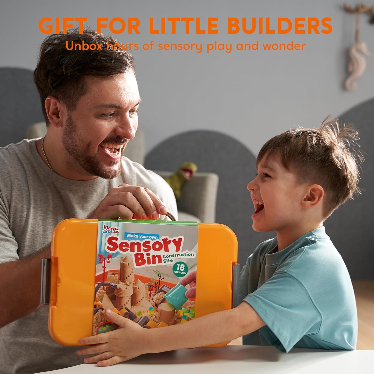 Klever Kits Magic Sand Set Spielsand Baustelle Kinder Koffer Spielsand für Kinder,Baustellen Sandkasten mit 18 Zubehörteilen,Leuchtenden Steinen,Zaubersand Sandspielzeug für Jungen ab 3 4 5 6 7 8 9