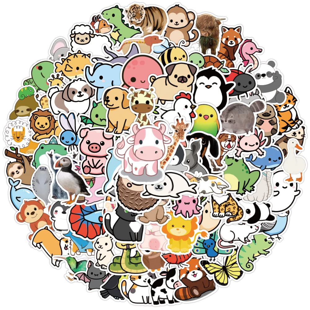 Cartoon Animals Stickers 100pcs,Aesthetic Decoration Water Bottles Vinyl Stickers for Scrapbook,Laptop,Kid,Teen,Girl - Image 2