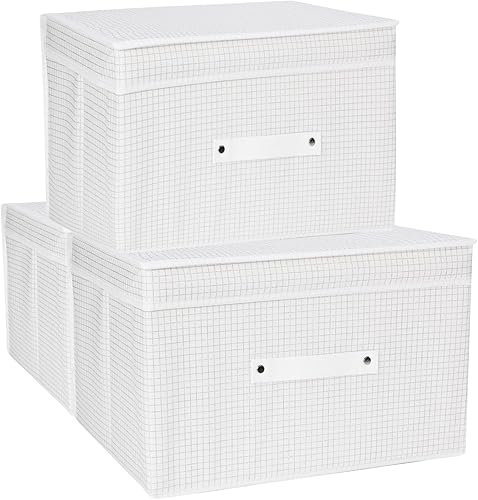 Miniatura 17 de Paquete de 3 contenedores de almacenamiento, canastas de almacenamiento de tela para almacenamiento plegables de lona medianas para organización