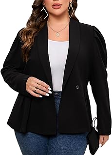 Womens Plus Size Blazers Business Casual Knit Blazer for Work Long Sleev...