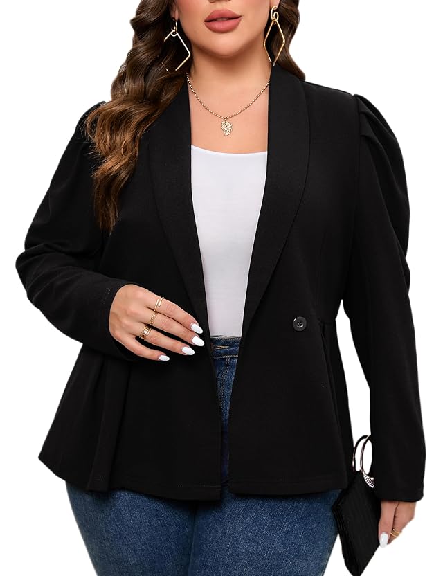 ShopWonder Womens Plus Size Blazers Business Casual Knit Blazer for Work Long Sleeve Shawl Lapel Blazer Suit Jackets