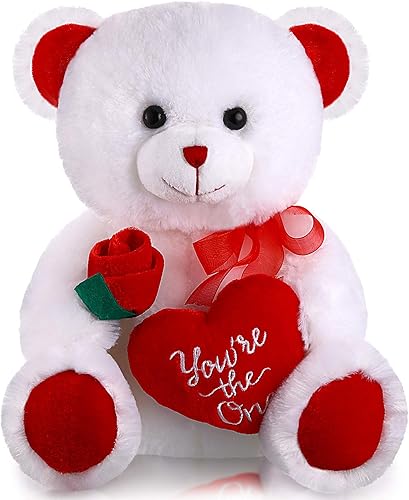 Animales de peluche para el día de San Valentín de peluche de 10 pulgadas con diseño de corazón rojo y suave peluche para el día de San Valentín