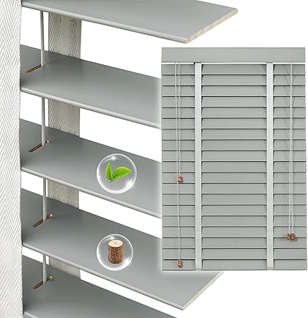 2" Slats Wood Blinds for Indoor Windows, Custom Wood Window Blinds, Wooden Venetian Horizontal Blinds & Shades for Indoor Windows, Office, Living Room, Bedroom