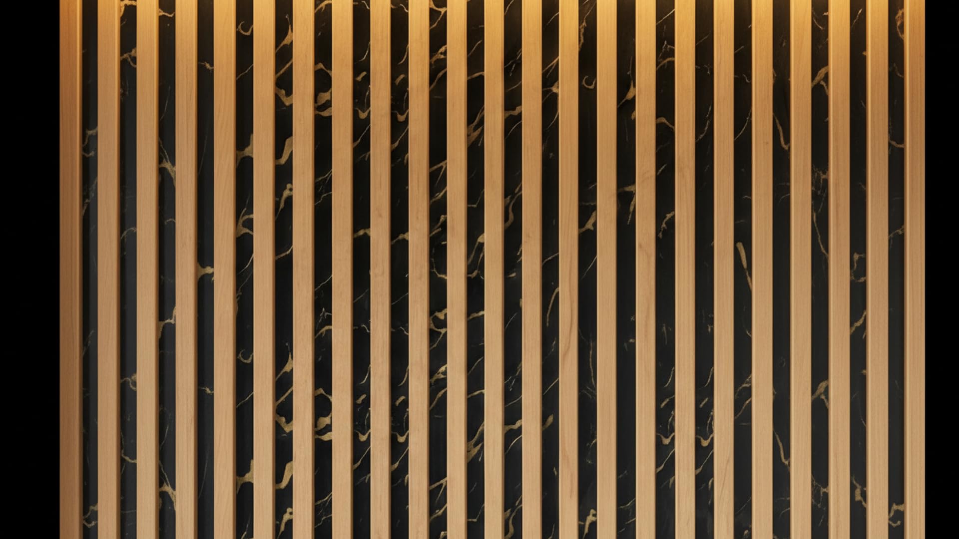 JENTOKA Luxury Black & Gold Louver Wooden wallpepar for Home & Office -  Self-Adhesive, Waterproof PVC Wall Sticker for Living Room TV Unit  Background ...