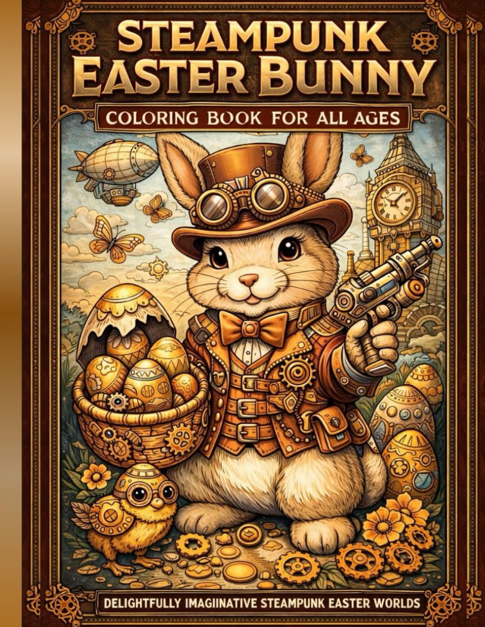 Steampunk Easter Bunny Coloring Book: A Clockwork Coloring Adventure of Gears, Bunnies, and Mechanical Eggs for Teens and Adults