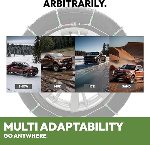 Miniatura 6 de SNOCATENA Cadenas de nieve para coche y SUV, cadena de neumáticos de cable, compatible con ancho de neumático de 195 205 215 225 235 9.252 in -