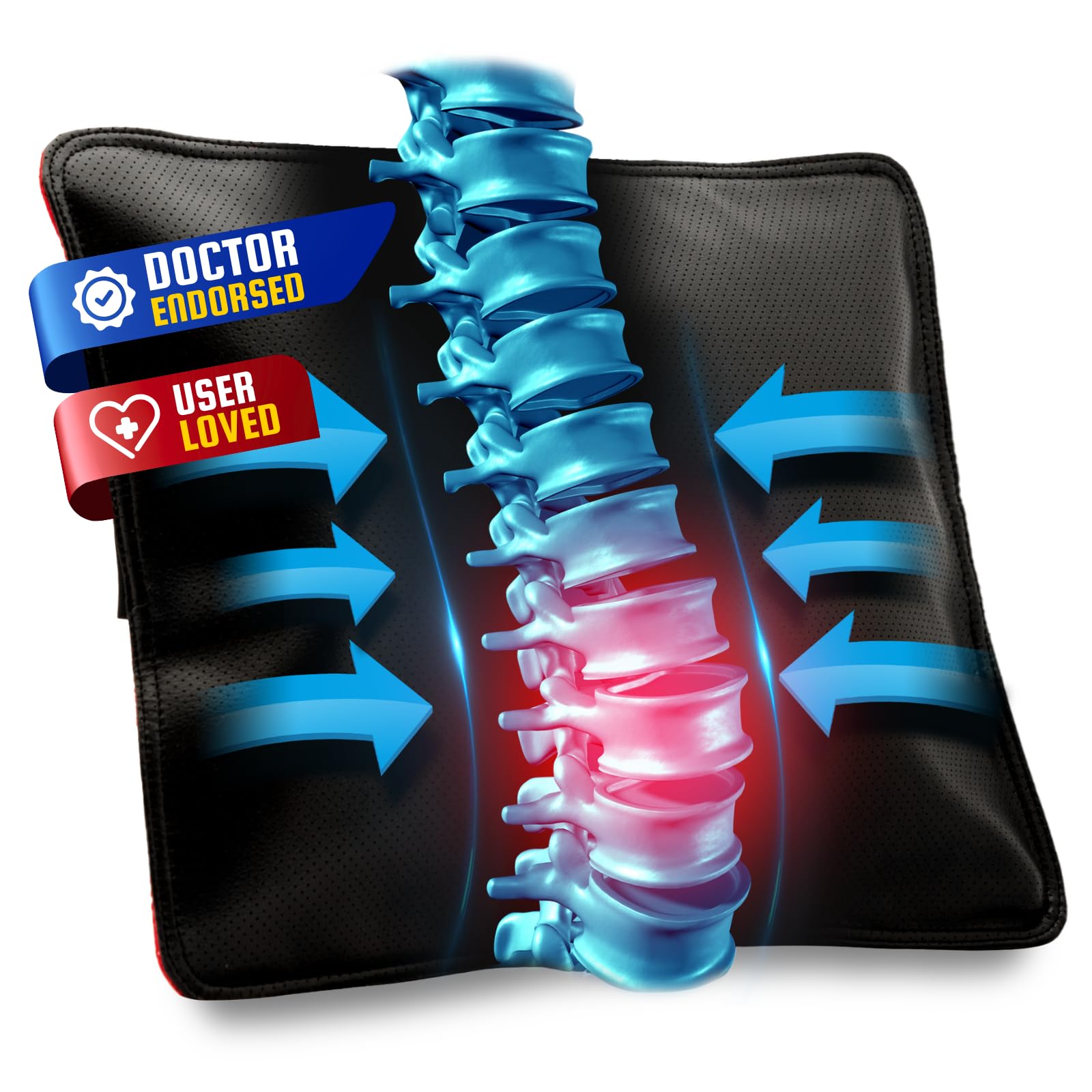 – Back Vitalizer Lumbar Support Pillow, 3-Second Pain Relief, Premium Ergonomic Back Support for Office Chairs and Car Seats, Enhances Sitting Posture