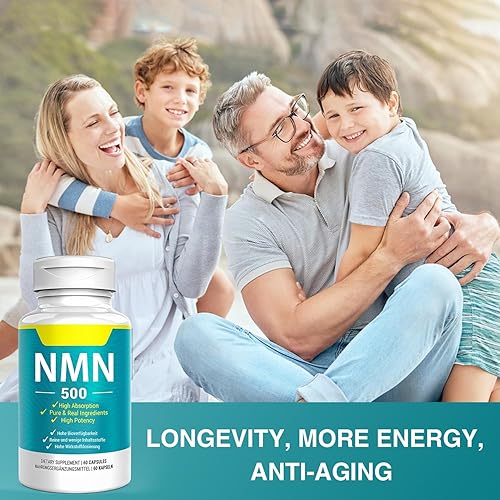 Miniatura 7 de Suplemento vegano NMN de 500 mg, mayor absorción, 99% NMN puro (mononucleótido de nicotinamida) para NAD +, energía celular músculo inmunológico,