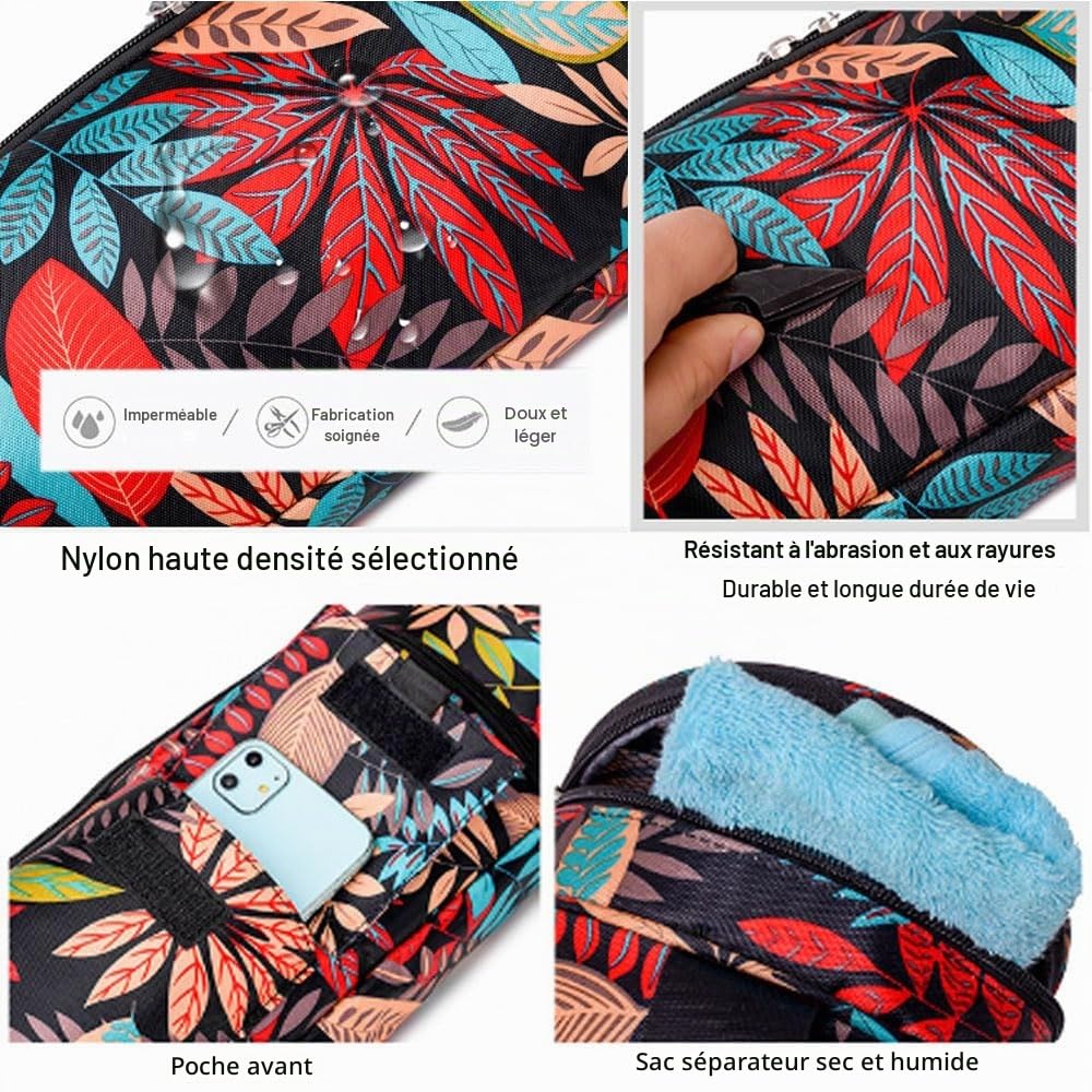 Grand sac de transport pour tapis de yoga avec sangle de transport, poche zippée pour bouteille et compartiment humide, sac de transport pour tapis d'exercice, sac fourre-tout de transport pour
