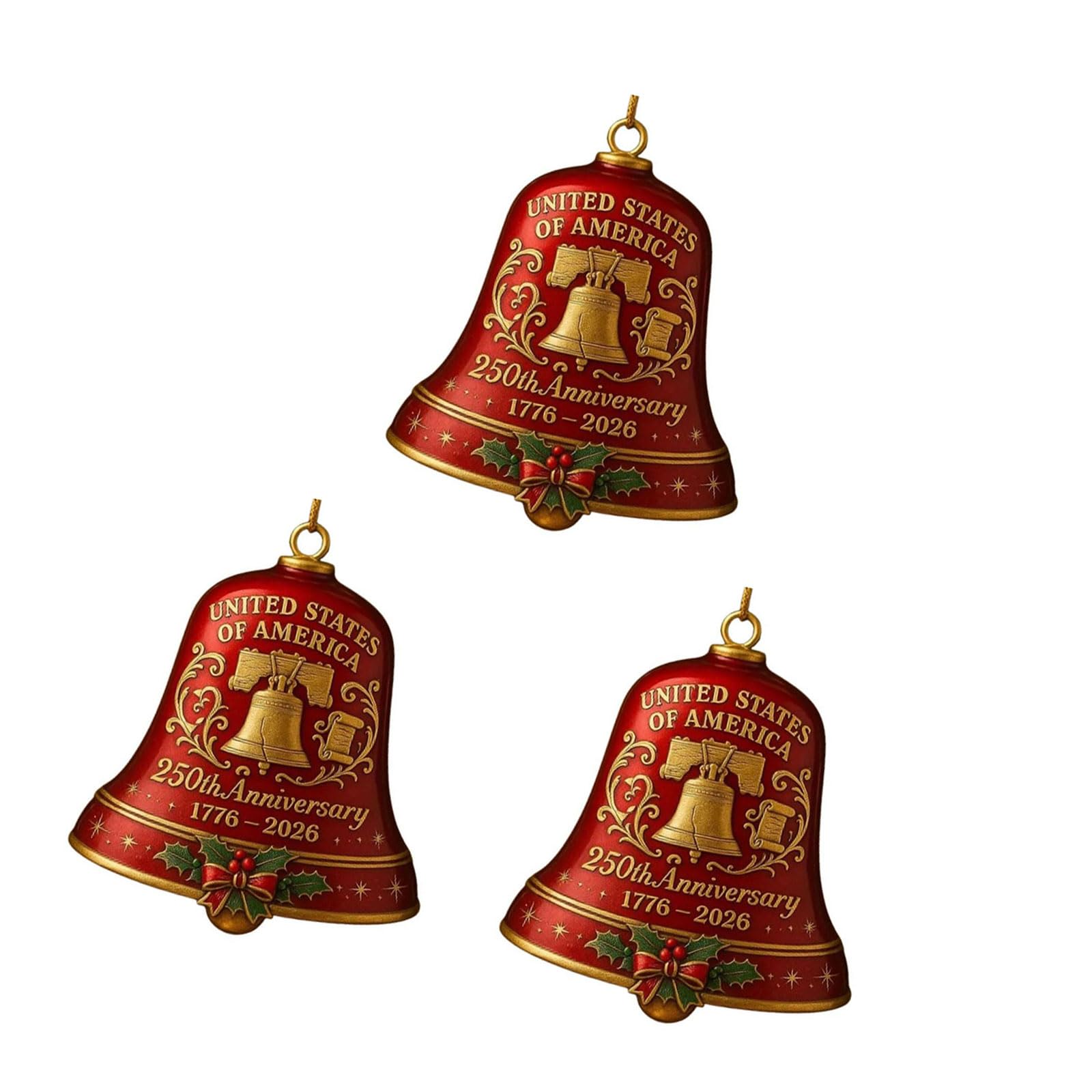 KAQNTUD Antique Bells for 250 Year Celebration, Christmas Tree Decoration for Festive Mantles, Shop Window Decorations, Vintage Christmas Tree Bell, Made of Metal