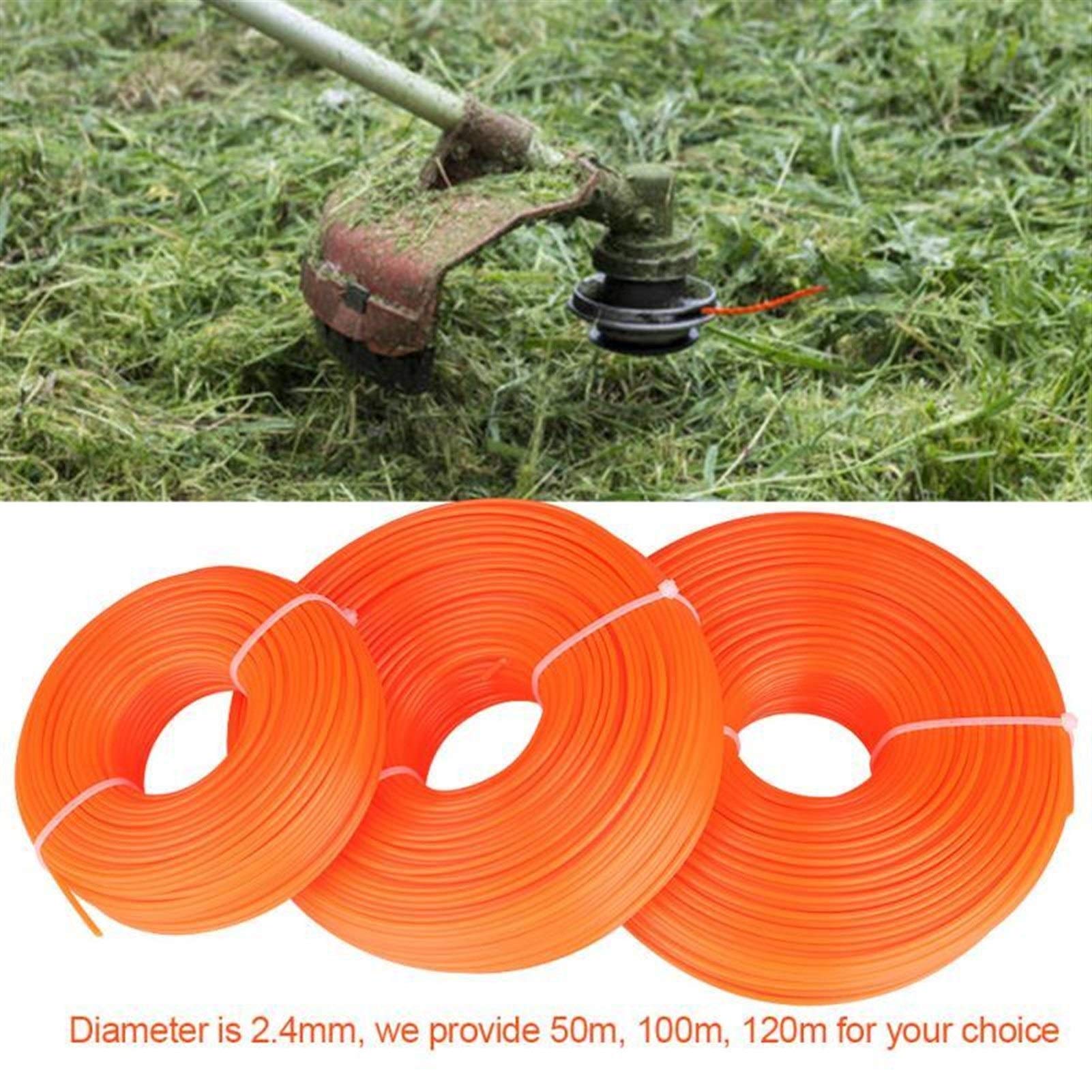 Linea Trimmer 2.4mm Trimmer Cavo di Nylon Filo Rotondo String Benzina Grass Trimmer Garden Tools LiMePng (Size : 120m)