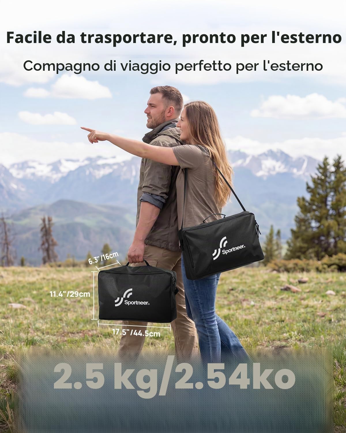 Sportneer Lettino da campeggio pieghevole: 80 cm, extra largo, compatto, con tasca laterale, leggero per tenda da viaggio, borsa di trasporto inclusa, facile da installare