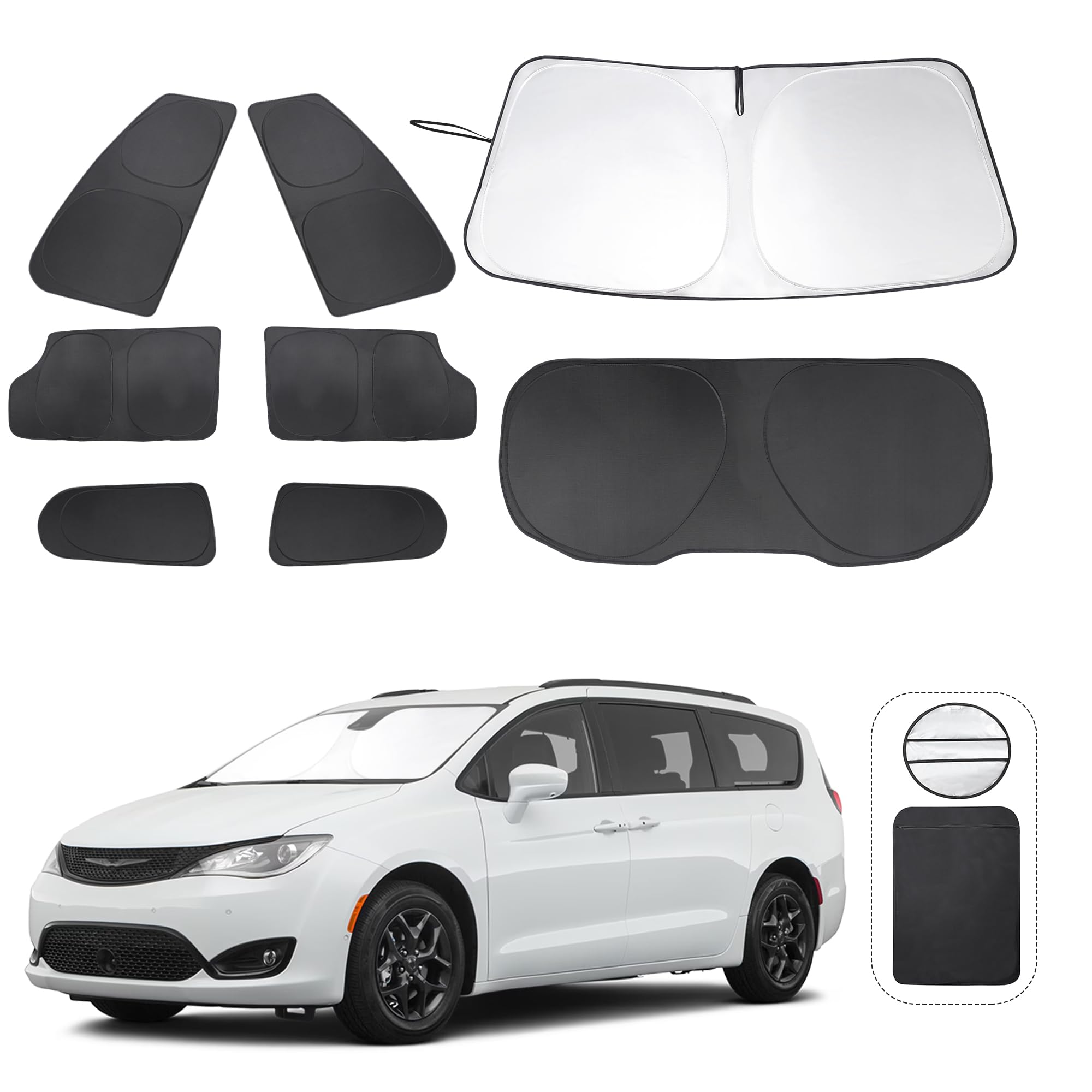 TINGLU Window Shades for Chrysler Pacifica Minivan 2017-2025 Accessories Full Windows Rear Triangular Windshield Sun Shade Sun UV Rays Privacy