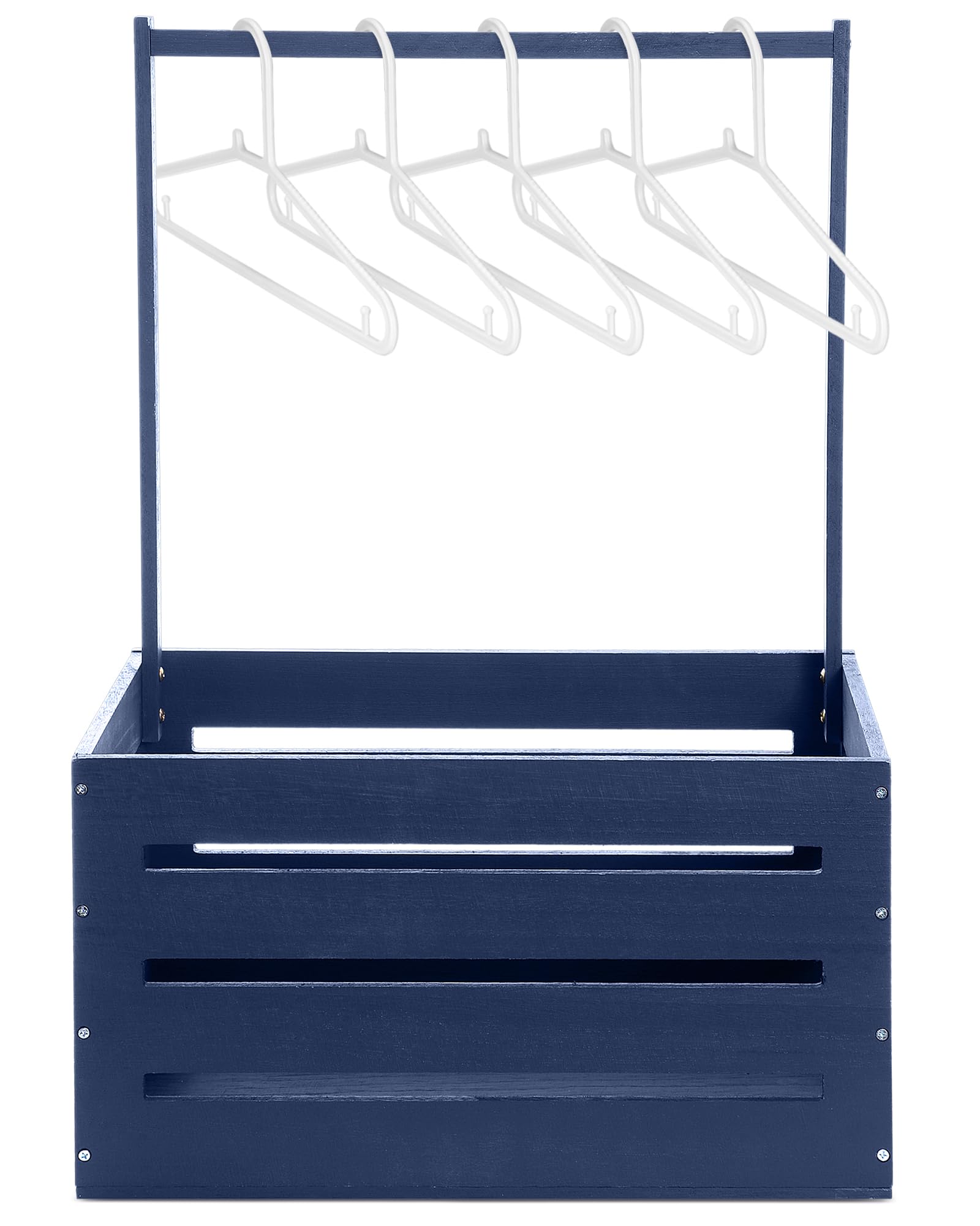 Suzile Wooden Baby Shower Crate Closet Wood Basket for Gifts with Handle Boy Girl Clothes Gender Reveal Storage Box for Newborn New Parent(Navy Blue)