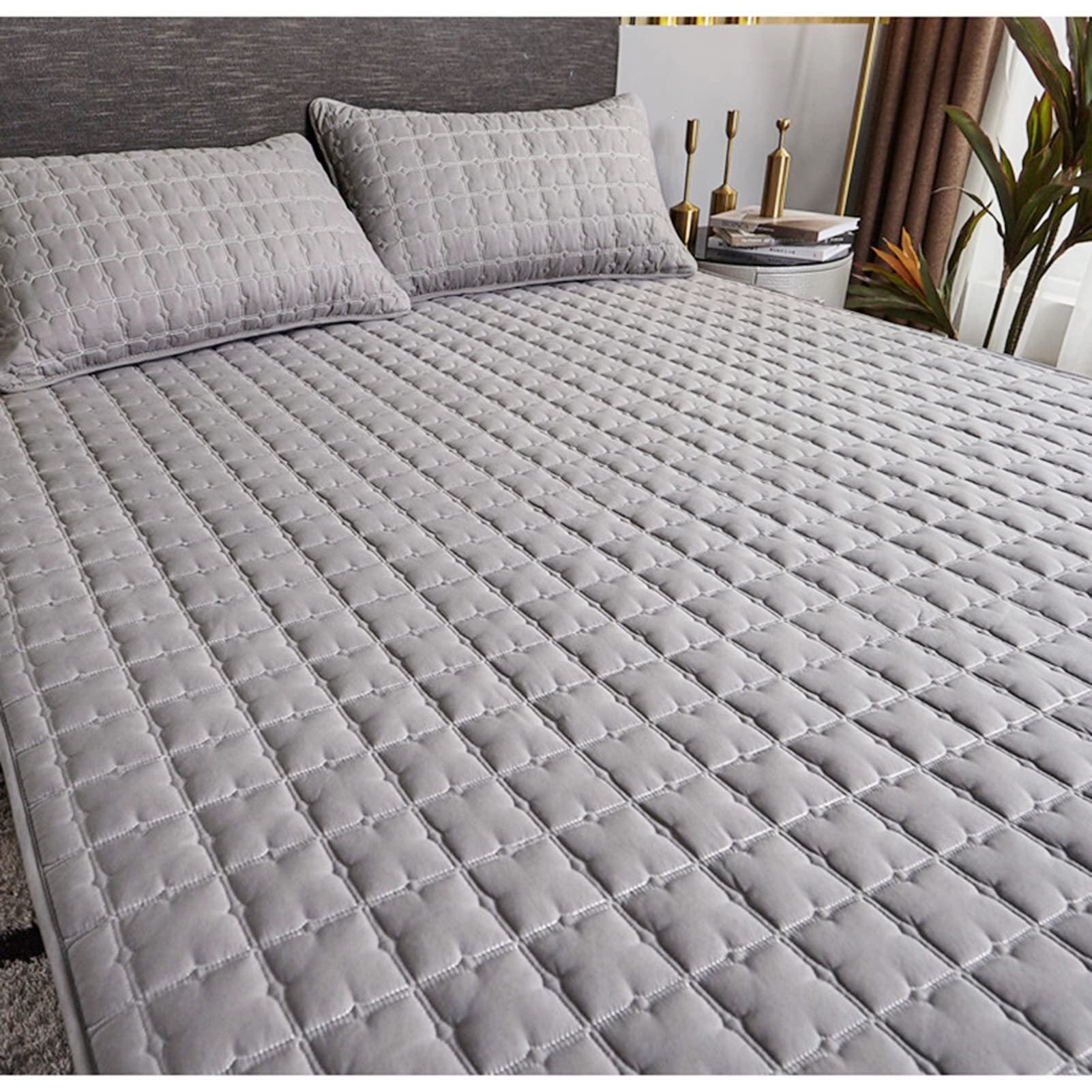 Manta de algodón hipoalergénica de 150 x 190 cm, color gris, elegante, antideslizante, resistente al polvo, ácaros, diseño único y cómodo, perfecto para decoración del hogar y ropa de cama